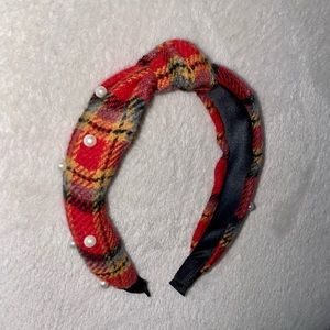 Plaid Pearl Knotted Headband